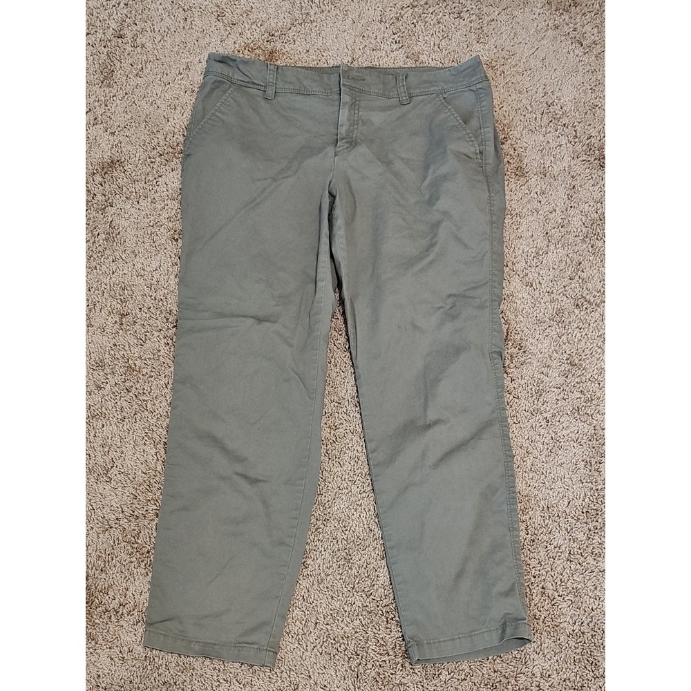 Women Khakis Gap Olive Green Chino Rolled Cropped Pants 8 R